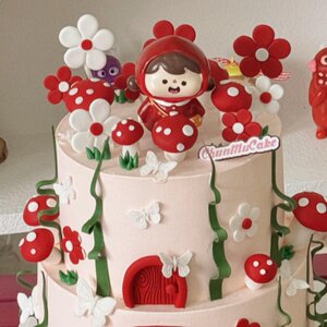 
Cartoon cute mushroom girl little red riding hood cake decoration ornaments transparent butterfly birthday dress plug-in accessories