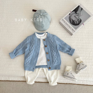 
ins Korean version of Spring and Autumn Men and Women Baby Sweater Coat Baby Children All-matched Wool Knitted Tops Outdoor Cardigan