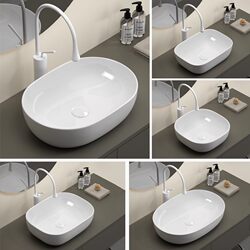 Simple Oval Ceramic Countertop Washbasin for Home Bathroom, Hotel Washbasin, Small Apartment Washbasin