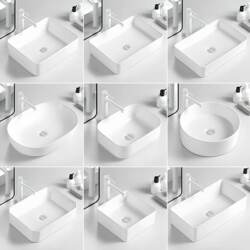 Countertop Basin, Balcony Washbasin, Ceramic Washbasin, Bathroom Single Basin, Square and Round Artistic Small Basin for Home Use