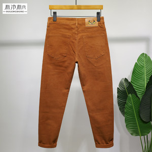
Bulengbure Autumn solid color jeans men's regular new slightly elastic small feet slim Korean style trousers youth style