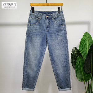 
Clothes and hot cloths, light blue ultra-thin jeans, men's breathable soft and thin trousers, loose straight and simple