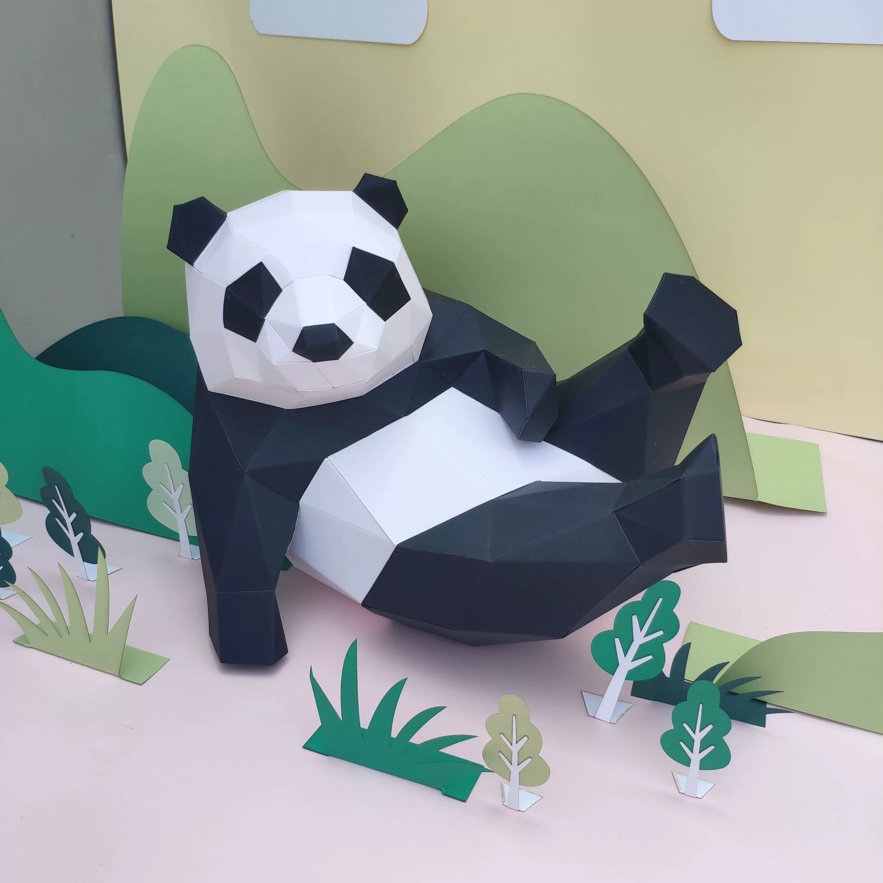 搞怪3d黑色白色绿色创意diy动物熊猫墙饰装饰大厅展厅摆件挂件