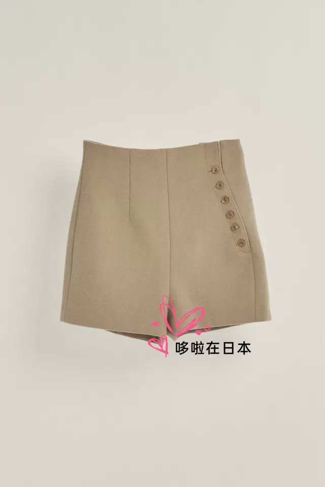 日本代购拼邮包税eaphi 休闲短裤slanting button short pants-Taobao