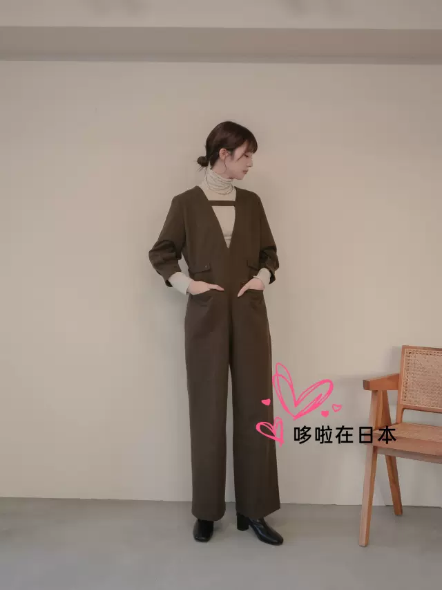 折日本代购拼邮包税eaphi休闲连体裤back slit all-in-one-Taobao