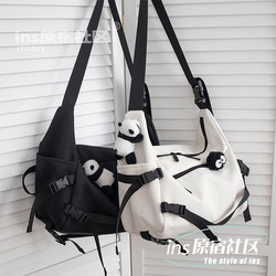 Korean ins Workwear-Style Large-Capacity Trendy Crossbody Bag for Men and Women, Suitable for College Students, Commuting, and Casual Use as a Shoulder Bag