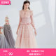Alice's new pink mesh skirt for spring 2025 high-waisted slim lace mid-length cake skirt mid-skirt