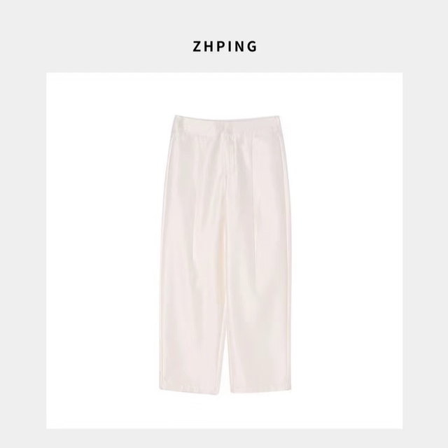 Casual pants slim silky elastic pants straight trousers suit white fashionable wide-leg pants P023