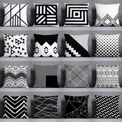 Scandinavian Simple Geometric Black and White Pillow Office Nap Cushion Backrest Car Removable and Washable Double-Sided Pillow Pillowcase