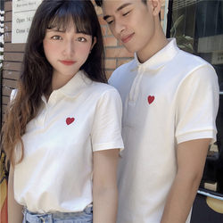2025 Couple's Summer Outfit Pure Cotton Short-Sleeve Polo Shirt for Wedding Photos, Marriage Registration, White T-Shirt Shirt Clothing
