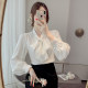 French bow satin shirt for women in spring and autumn new style mature style streamer shirt high-end light luxury top