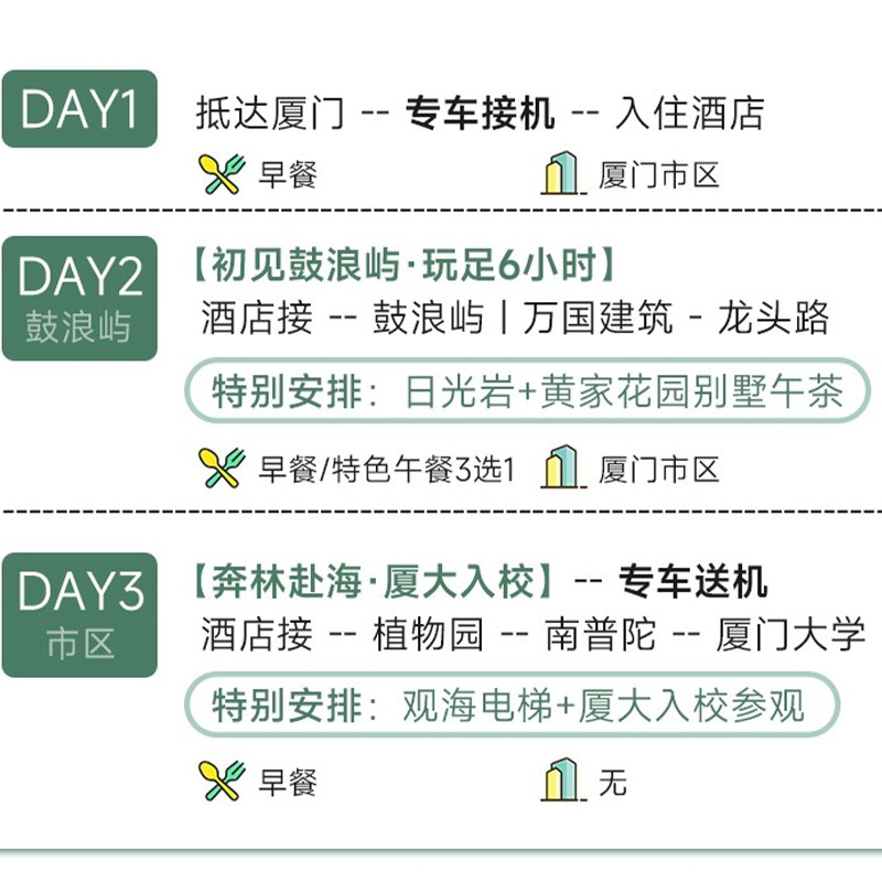 【12人团全程一导】厦门3天2晚·鼓浪屿+日光岩+植物园+厦门大学