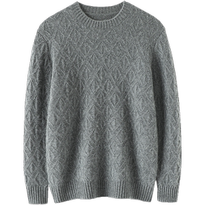 
Full of charm~Rhombus jacquard men's cashmere sweater round neck pure cashmere sweater knitted loose pullover casual