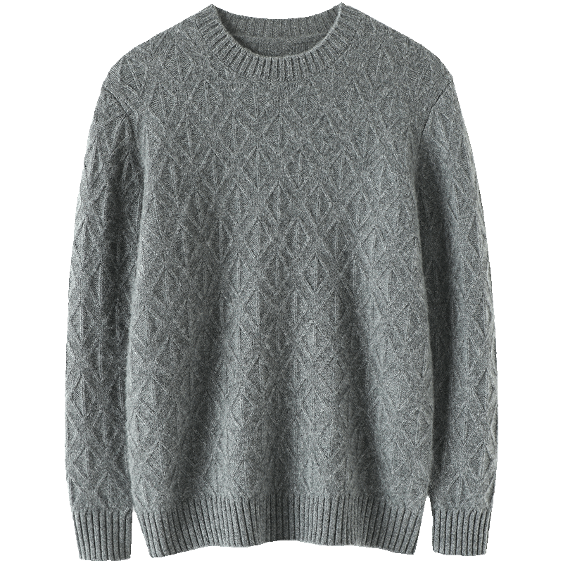 
Full of charm~Rhombus jacquard men's cashmere sweater round neck pure cashmere sweater knitted loose pullover casual