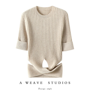 
The style that you love more and more! The waist-wrapped straps and pit strips cashmere sweater for women round neck pure cashmere sweater short-sleeved autumn and winter