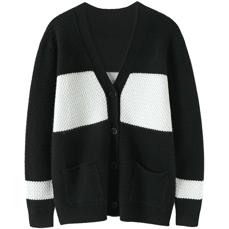 
Very energetic! Men's thickened V-neck cashmere cardigan pure cashmere sweater knitted cardigan jacket loose and casual
