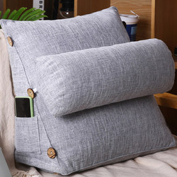 Japanese-Style Home Bedside Cotton and Linen Triangular Pillow, Adjustable Headrest, Small Backrest, Bay Window Sofa Cushion, Removable and Washable