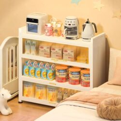 Baby Feeding Table Storage Cabinet Floor-Standing Baby Supplies Storage Rack Toy Milk Powder Can Multi-Layer Organizing Storage Cabinet