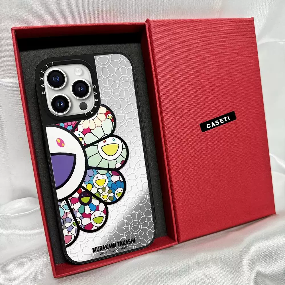 CASE联名村上隆太阳花镜面MagSafe磁吸新款苹果16pro适用