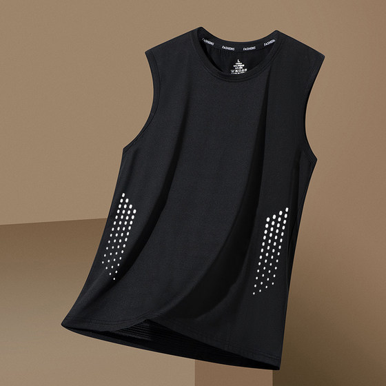 Ice-sensing sports vest men's 2025 new basketball uniform ice silk breathable quick-drying top fitness sleeveless national trend T-shirt
