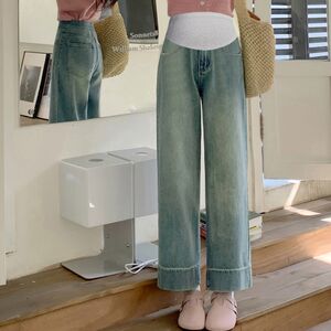 
Maternity pants summer thin outer jeans 2024 new summer large size bottoming straight wide leg pants summer style