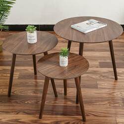 Small table walnut color small round table balcony medieval coffee table living room side table solid wood small coffee table coffee table storage