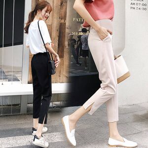 
Maternity pants summer outer wear suit slit pants early pregnancy summer bottoming large size straight nine-point pants women's summer wear