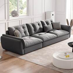 Nordic Light Luxury New Cream-Style Living Room Small Apartment Simple Modern Light Luxury Tech Fabric Sofa for Home Use