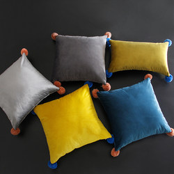 ins Qiuqiu Internet Celebrity Pillow Simple Nordic Solid Color Sofa Cushion Headboard Backrest Cushion Velvet Pillowcase