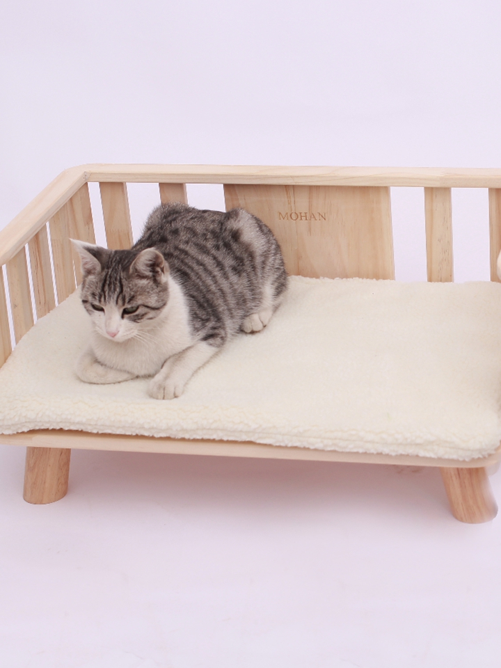 墨菡木质猫可拆洗猫沙发实木宠物床