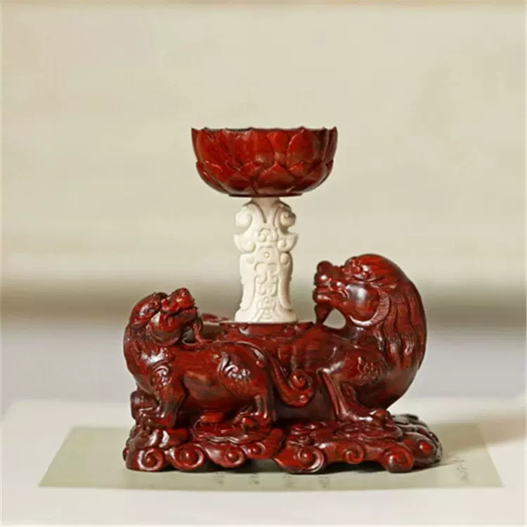 中国 唐木紫檀製 南瓜形 蓋物 香合 N 4689