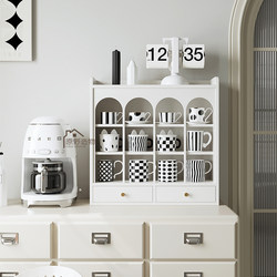French-Style Retro Water Cup Storage Rack, Coffee Cup Display Rack, Living Room Desktop Multi-Compartment Sideboard