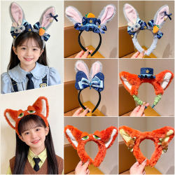 Zootopia Judy Headband Children's Cartoon Plush Headband Cute Fox Little Girl Headband Hair Accessory
