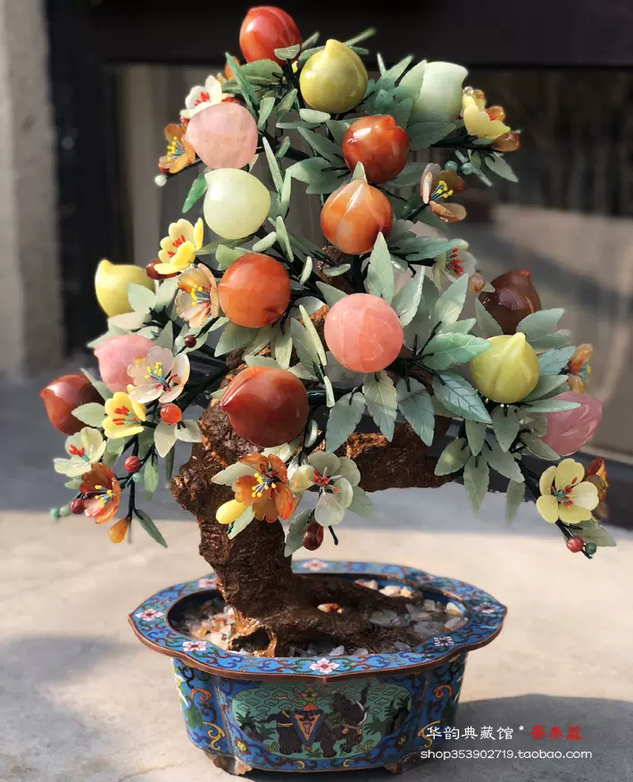 希少品　中国景泰蓝 置物　特大天然石　玉石　桃 年代物　重さ約3.5キロ！ 希少品 中国景泰蓝 置物 特大天然石 玉石 桃 年代物 重さ約3.5キロ！