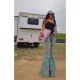 AOAOMISSSHOP Aoaojia 2024 summer fashion light blue thin denim big flared pants
