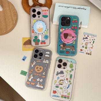 
Barbecued pork happy shop xuanzi co-branded imd double-layer mobile phone case cute shiny all-inclusive iphone17promax 17 16Pro/16/16Promax