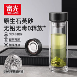 Fuguang Double-Layer Household Glass Cup, High-End Tea-Water Separation Tea Brewing Cup, Large Capacity Water Cup for Men, 2025 New Model Cup
