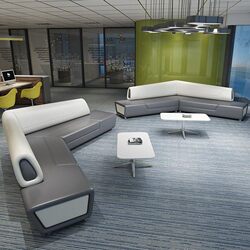 Simple and Creative Leisure Sofa and Coffee Table Set, Personalized V-Shaped Leather Sofa for Hotel, Cinema, and Mall Lobby