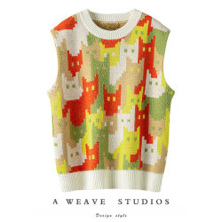 Cashmere Knitted Vest Women's Contrast Color Original Puzzle Top