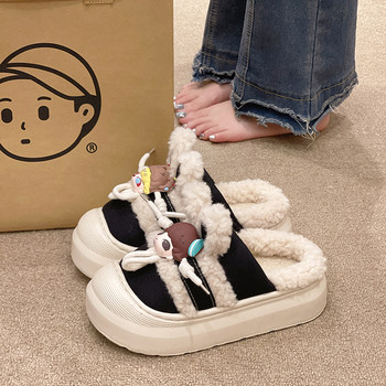 Cute girl rabbit ears, hair cotton slippers