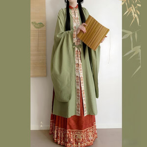 
Yixi Shengge Original [Wan Qing] Hanfu Women's Ming Dynasty Stand-up Collar Double-Breasted Long Gown Late Ming Dynasty National Style Horse Face Skirt Suit