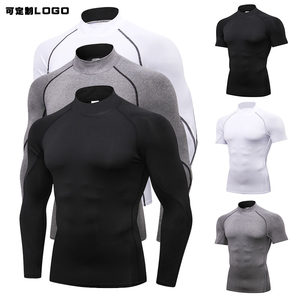 
PRO fitness tops short-sleeved men's basketball tight training clothes sports running high elastic quick drying compression high collar long sleeves