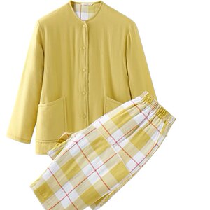 
New thickened cotton double-layer quilted pajamas for couples, men and women, cotton clothes, autumn and winter home long-sleeved home clothes