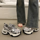 Popular Sponge Cake Thick Sole Daddy Shoes for Women Smaller Trends 2025 Super Hot New Autumn Silver Sports Casual Shoes