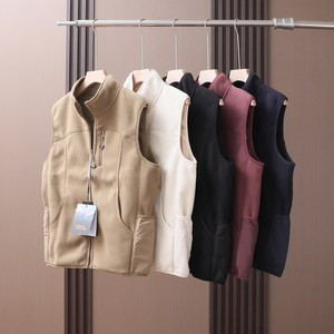 
Order for outdoor manufacturers! Men and women's middle layer fleece vests wearing outside and inside, warm and casual stand-up vests trendy