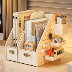 Bookshelf Desktop Pegboard Storage Rack Book Stand Student Book Storage Box Office Desk Workstation File Storage Box