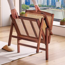 Foldable Backrest Chair, Summer Cool Balcony Leisure Chair, Portable Outdoor Camping Rattan Chair, Beach Fishing Chair