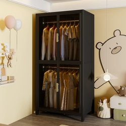 Steel Wardrobe Bedroom Household Simple Clothes Rack New Storage Cabinet Thickened Coat Rack Children's Baby Wardrobe