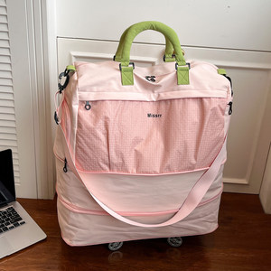 
Large-capacity travel bag with universal wheels for women, dry and wet separation fitness bag, portable luggage bag, can be used on airplanes, travel bag