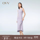 OVV spring and summer hot selling women's casual modern and fashionable contrasting color slim-fit knitted vest dress
